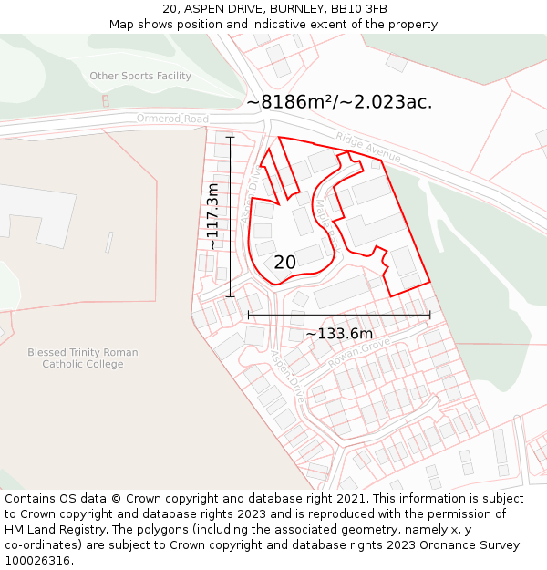 20, ASPEN DRIVE, BURNLEY, BB10 3FB: Plot and title map