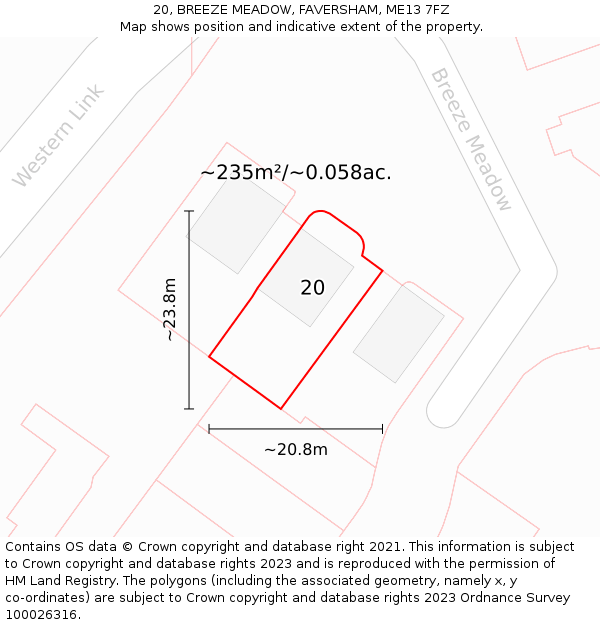 20, BREEZE MEADOW, FAVERSHAM, ME13 7FZ: Plot and title map