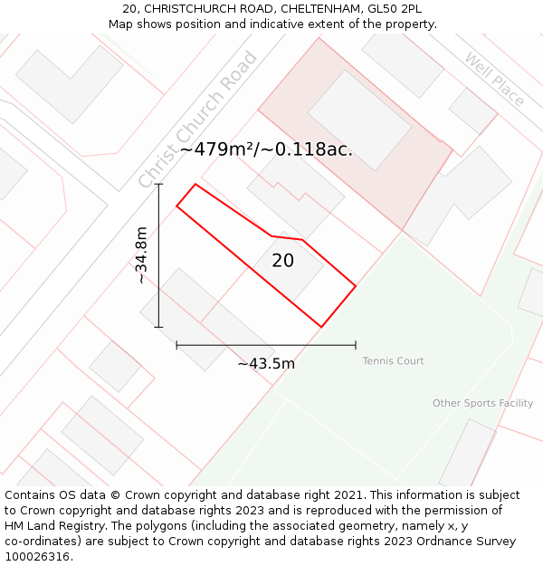 20, CHRISTCHURCH ROAD, CHELTENHAM, GL50 2PL: Plot and title map