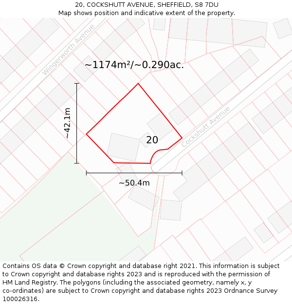 20, COCKSHUTT AVENUE, SHEFFIELD, S8 7DU: Plot and title map