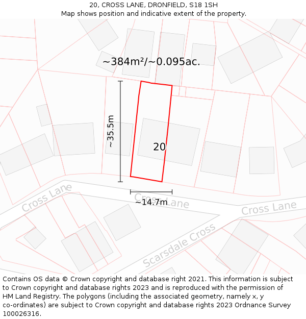 20, CROSS LANE, DRONFIELD, S18 1SH: Plot and title map