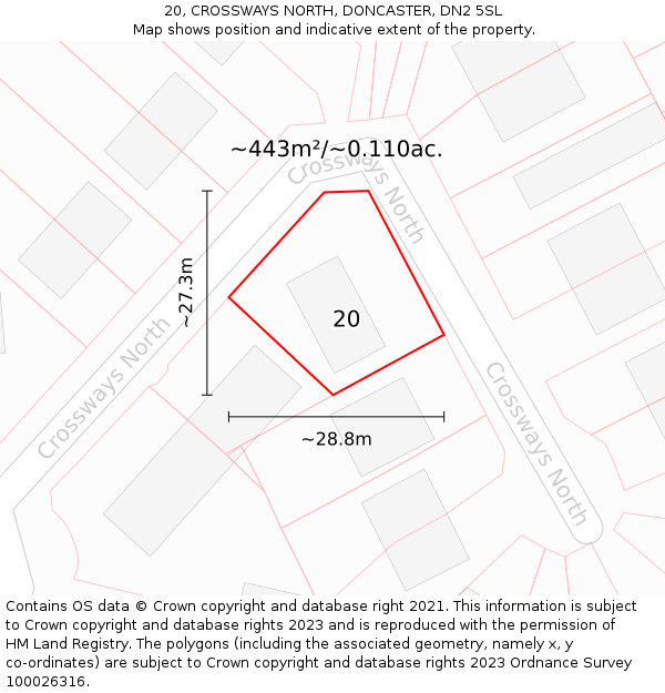 20, CROSSWAYS NORTH, DONCASTER, DN2 5SL: Plot and title map