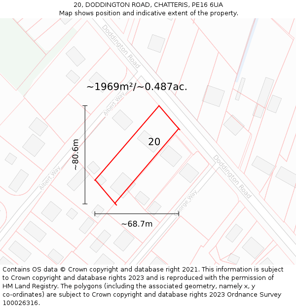 20, DODDINGTON ROAD, CHATTERIS, PE16 6UA: Plot and title map