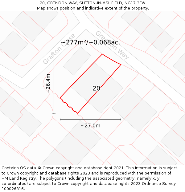 20, GRENDON WAY, SUTTON-IN-ASHFIELD, NG17 3EW: Plot and title map