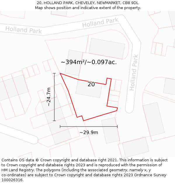 20, HOLLAND PARK, CHEVELEY, NEWMARKET, CB8 9DL: Plot and title map