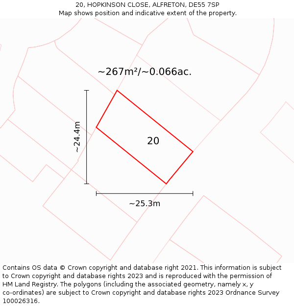 20, HOPKINSON CLOSE, ALFRETON, DE55 7SP: Plot and title map