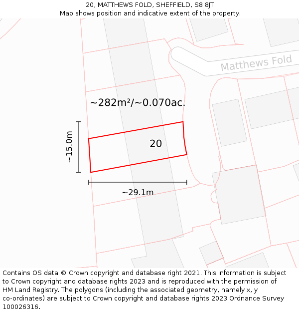 20, MATTHEWS FOLD, SHEFFIELD, S8 8JT: Plot and title map