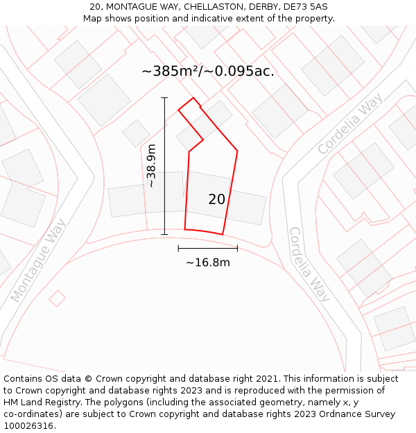 20, MONTAGUE WAY, CHELLASTON, DERBY, DE73 5AS: Plot and title map