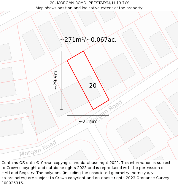 20, MORGAN ROAD, PRESTATYN, LL19 7YY: Plot and title map