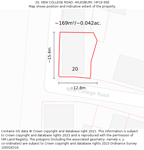 20, NEW COLLEGE ROAD, AYLESBURY, HP19 9SE: Plot and title map