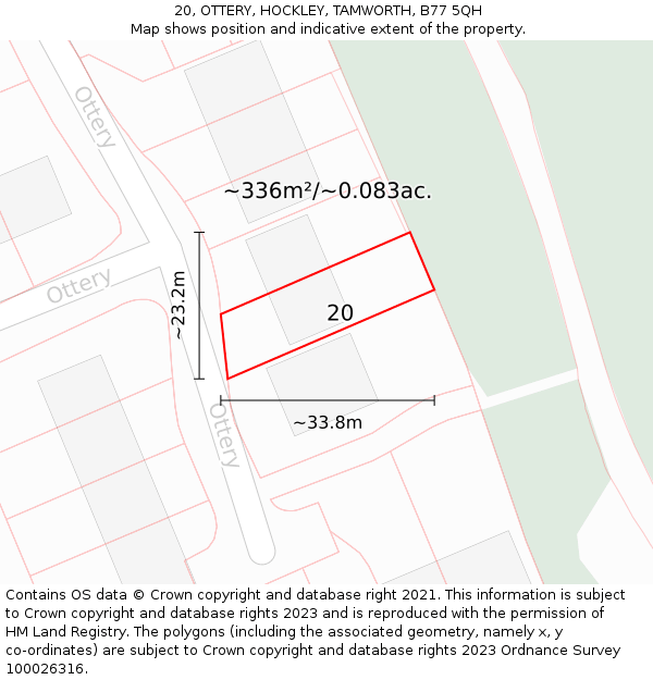 20, OTTERY, HOCKLEY, TAMWORTH, B77 5QH: Plot and title map