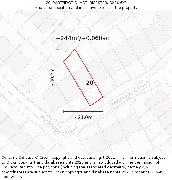 20, PARTRIDGE CHASE, BICESTER, OX26 6XF: Plot and title map