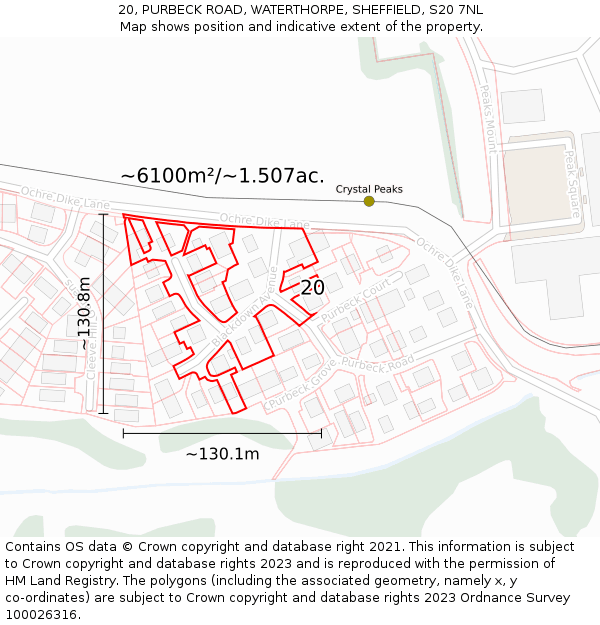 20, PURBECK ROAD, WATERTHORPE, SHEFFIELD, S20 7NL: Plot and title map