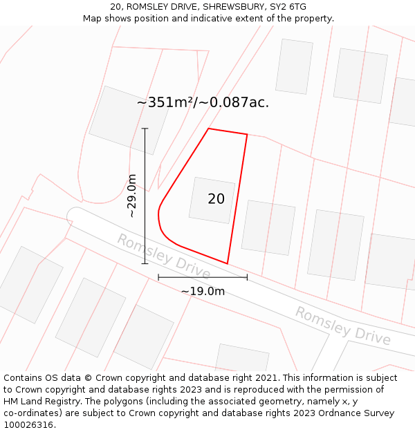 20, ROMSLEY DRIVE, SHREWSBURY, SY2 6TG: Plot and title map