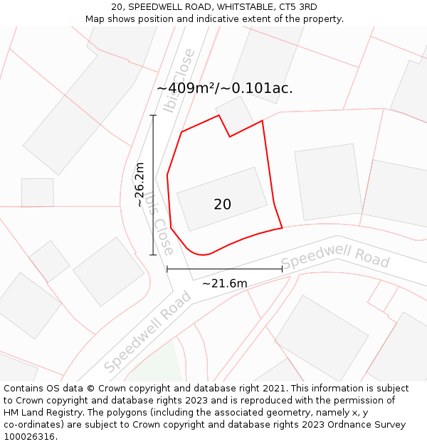 20, SPEEDWELL ROAD, WHITSTABLE, CT5 3RD: Plot and title map