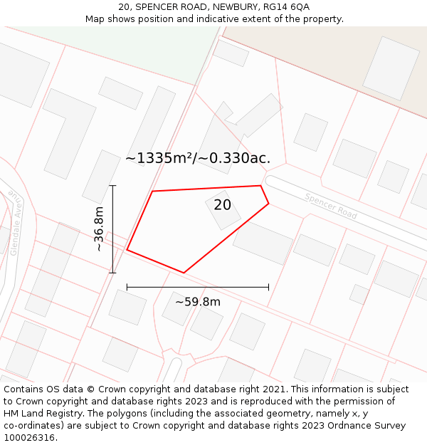 20, SPENCER ROAD, NEWBURY, RG14 6QA: Plot and title map