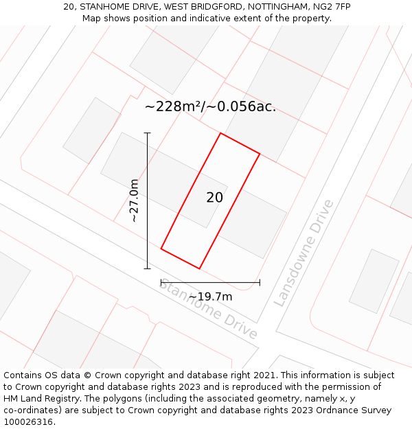 20, STANHOME DRIVE, WEST BRIDGFORD, NOTTINGHAM, NG2 7FP: Plot and title map