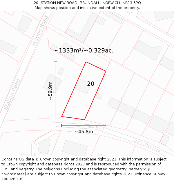 20, STATION NEW ROAD, BRUNDALL, NORWICH, NR13 5PQ: Plot and title map