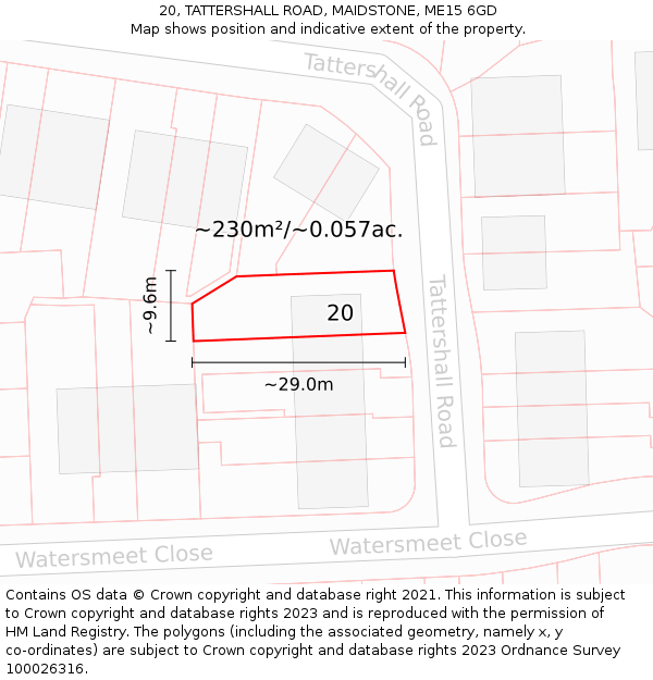 20, TATTERSHALL ROAD, MAIDSTONE, ME15 6GD: Plot and title map