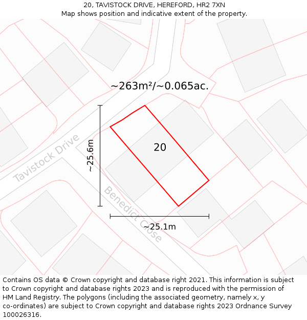 20, TAVISTOCK DRIVE, HEREFORD, HR2 7XN: Plot and title map