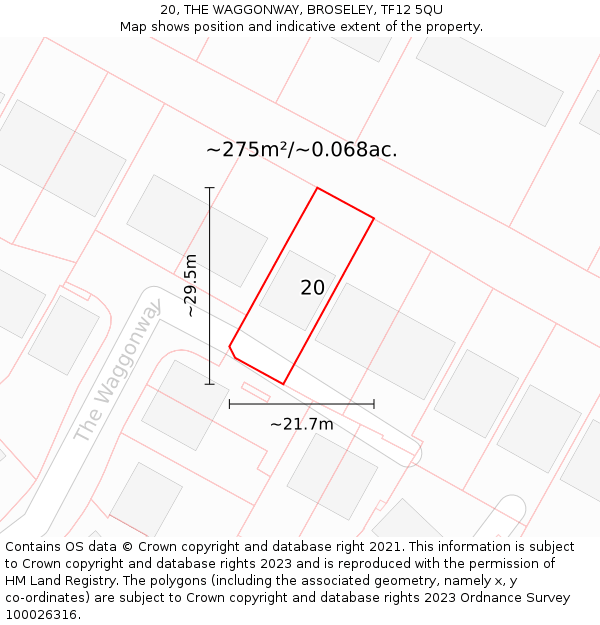 20, THE WAGGONWAY, BROSELEY, TF12 5QU: Plot and title map