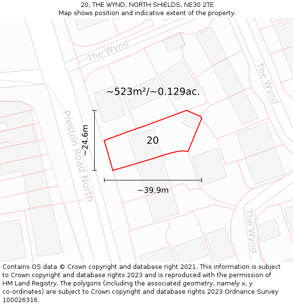 20, THE WYND, NORTH SHIELDS, NE30 2TE: Plot and title map