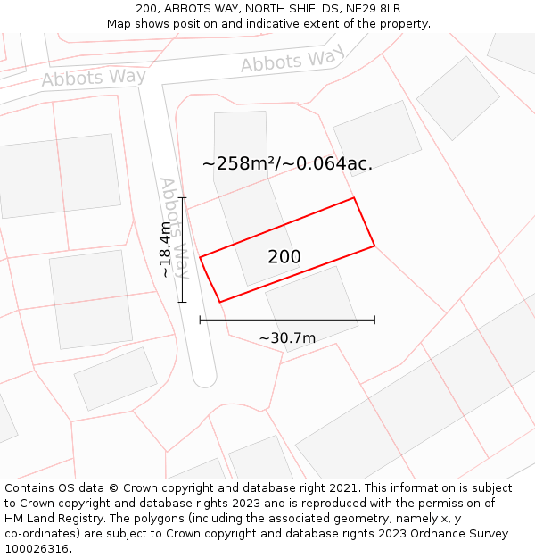 200, ABBOTS WAY, NORTH SHIELDS, NE29 8LR: Plot and title map