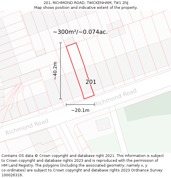 201, RICHMOND ROAD, TWICKENHAM, TW1 2NJ: Plot and title map