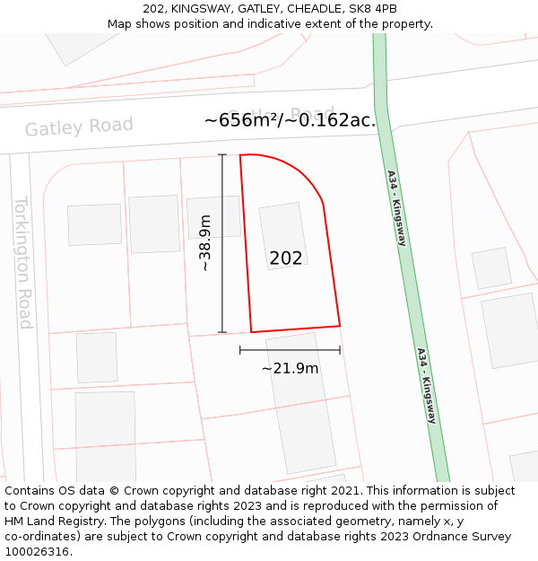 202, KINGSWAY, GATLEY, CHEADLE, SK8 4PB: Plot and title map