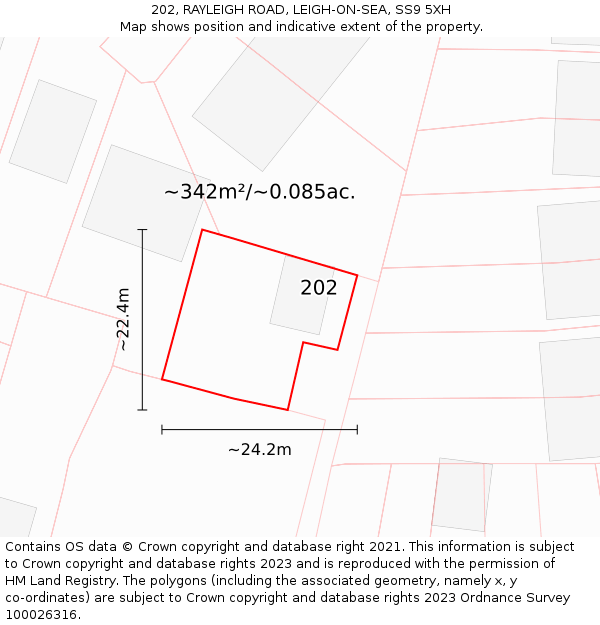 202, RAYLEIGH ROAD, LEIGH-ON-SEA, SS9 5XH: Plot and title map