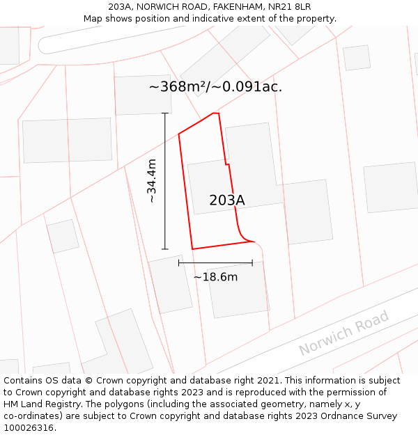 203A, NORWICH ROAD, FAKENHAM, NR21 8LR: Plot and title map