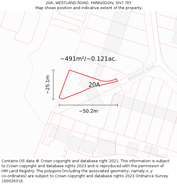 20A, WESTLAND ROAD, FARINGDON, SN7 7EY: Plot and title map