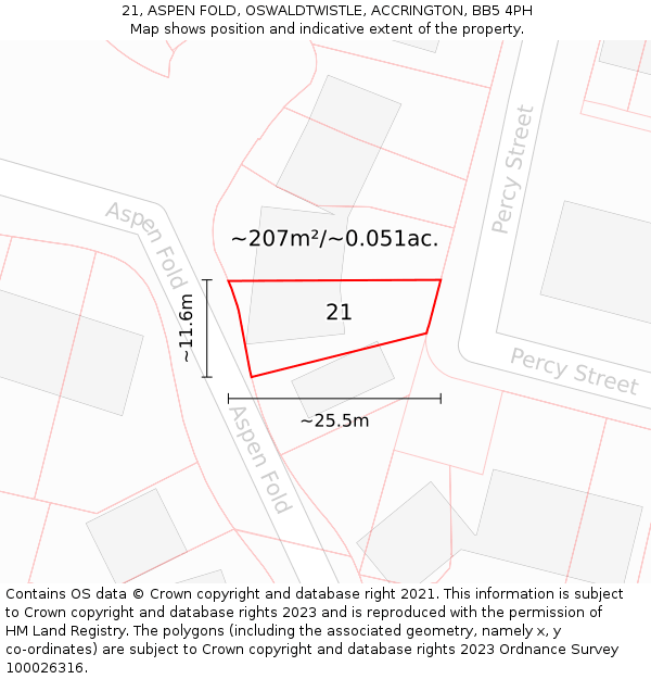 21, ASPEN FOLD, OSWALDTWISTLE, ACCRINGTON, BB5 4PH: Plot and title map