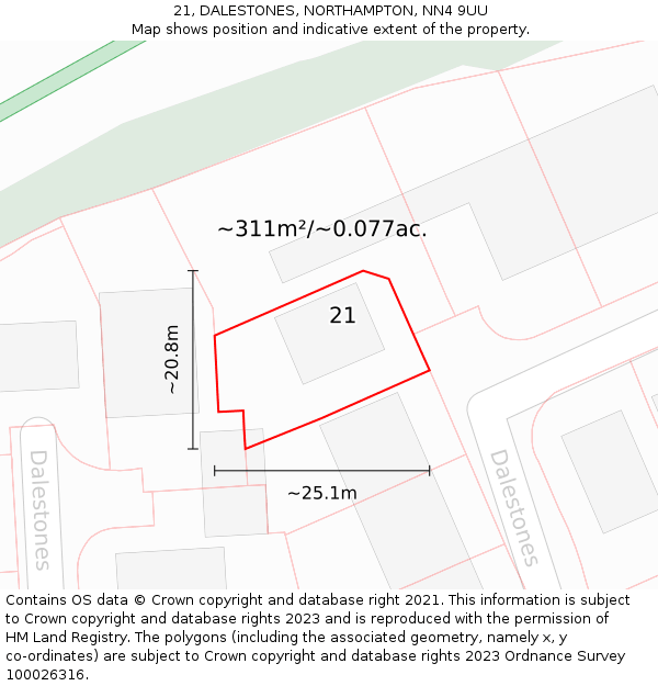 21, DALESTONES, NORTHAMPTON, NN4 9UU: Plot and title map