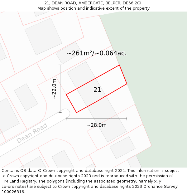 21, DEAN ROAD, AMBERGATE, BELPER, DE56 2GH: Plot and title map