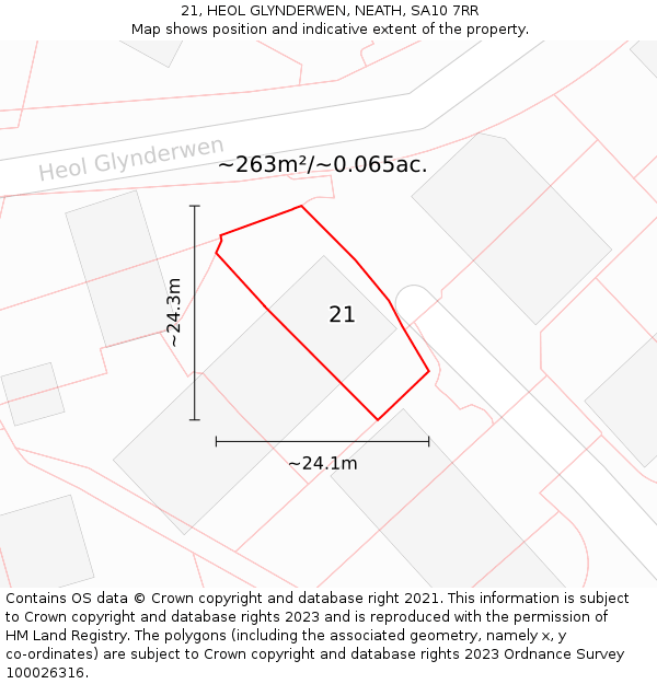 21, HEOL GLYNDERWEN, NEATH, SA10 7RR: Plot and title map