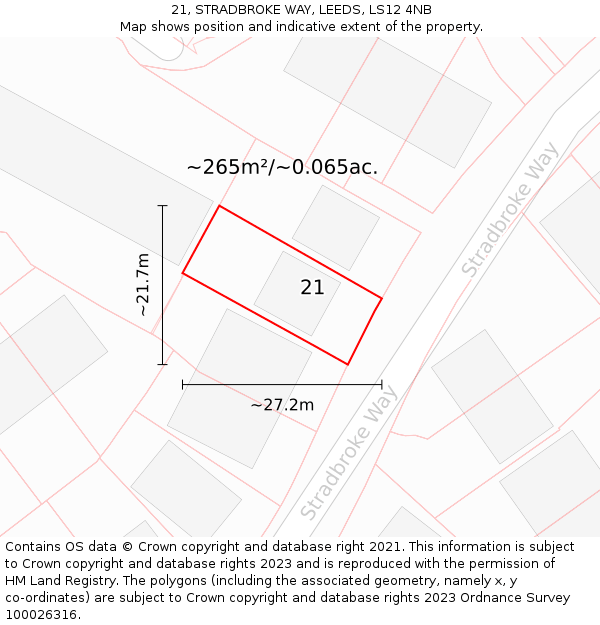 21, STRADBROKE WAY, LEEDS, LS12 4NB: Plot and title map