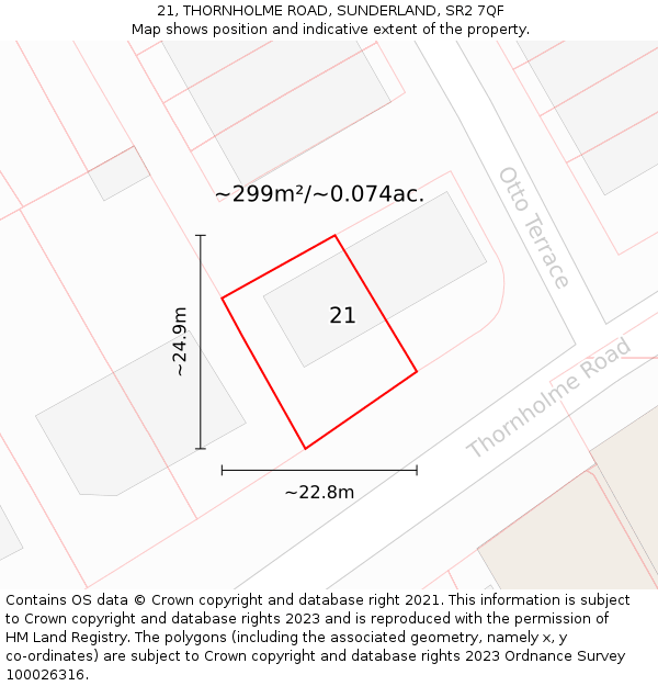 21, THORNHOLME ROAD, SUNDERLAND, SR2 7QF: Plot and title map