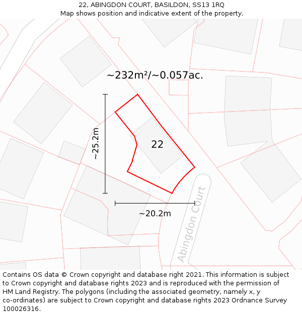 22, ABINGDON COURT, BASILDON, SS13 1RQ: Plot and title map