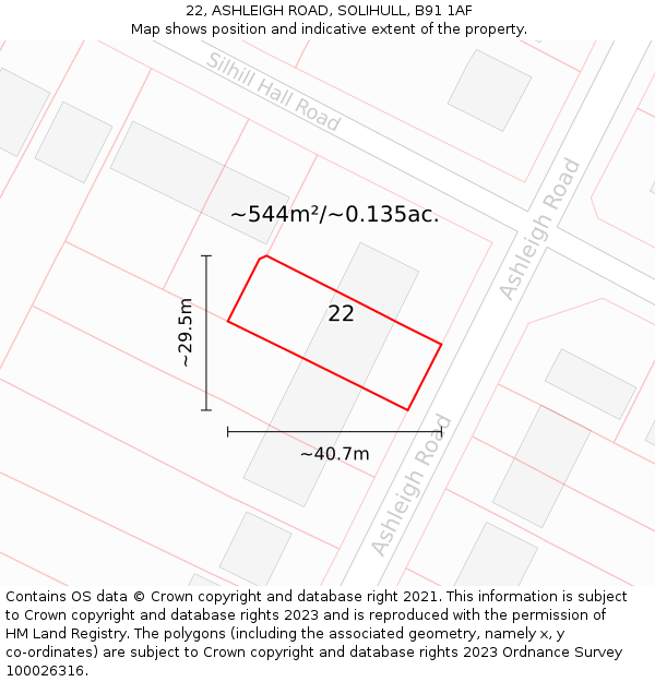 22, ASHLEIGH ROAD, SOLIHULL, B91 1AF: Plot and title map