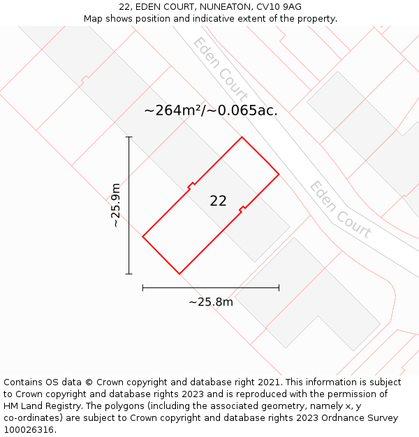 22, EDEN COURT, NUNEATON, CV10 9AG: Plot and title map