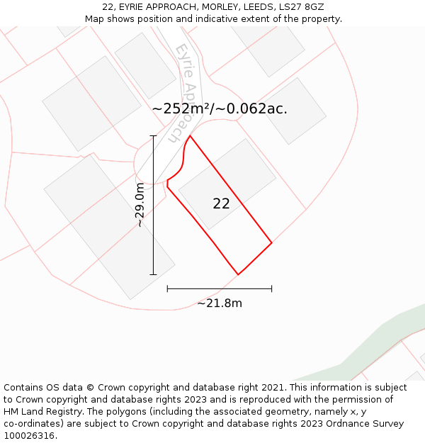 22, EYRIE APPROACH, MORLEY, LEEDS, LS27 8GZ: Plot and title map