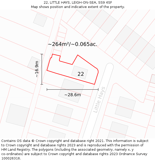 22, LITTLE HAYS, LEIGH-ON-SEA, SS9 4SF: Plot and title map