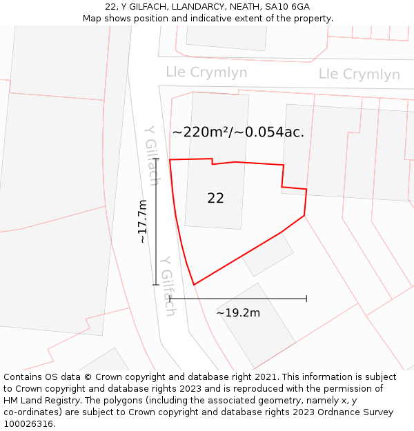 22, Y GILFACH, LLANDARCY, NEATH, SA10 6GA: Plot and title map