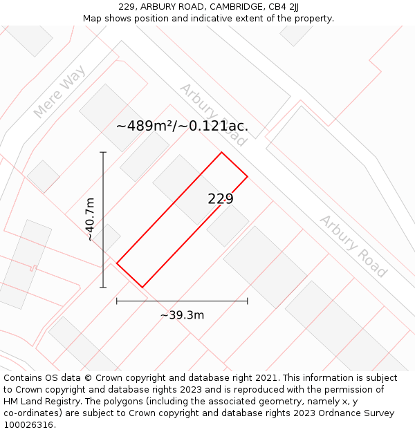 229, ARBURY ROAD, CAMBRIDGE, CB4 2JJ: Plot and title map