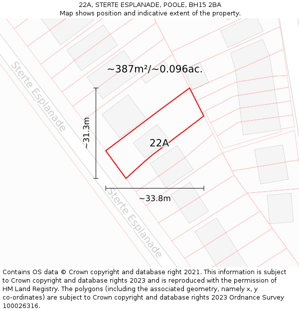 22A, STERTE ESPLANADE, POOLE, BH15 2BA: Plot and title map