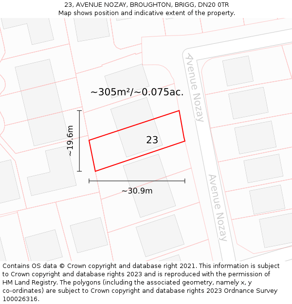 23, AVENUE NOZAY, BROUGHTON, BRIGG, DN20 0TR: Plot and title map