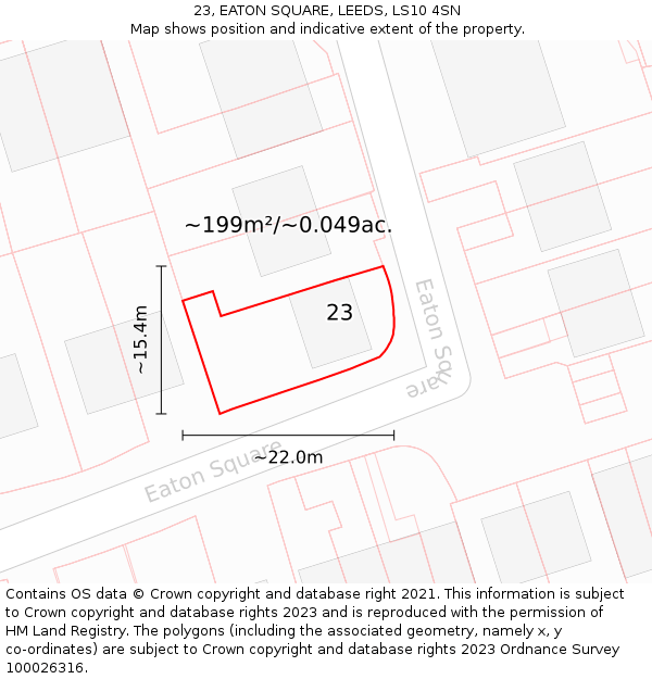 23, EATON SQUARE, LEEDS, LS10 4SN: Plot and title map