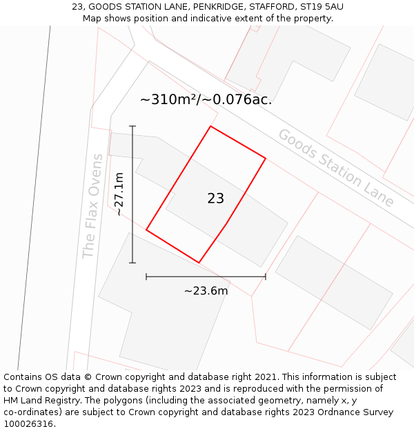 23, GOODS STATION LANE, PENKRIDGE, STAFFORD, ST19 5AU: Plot and title map