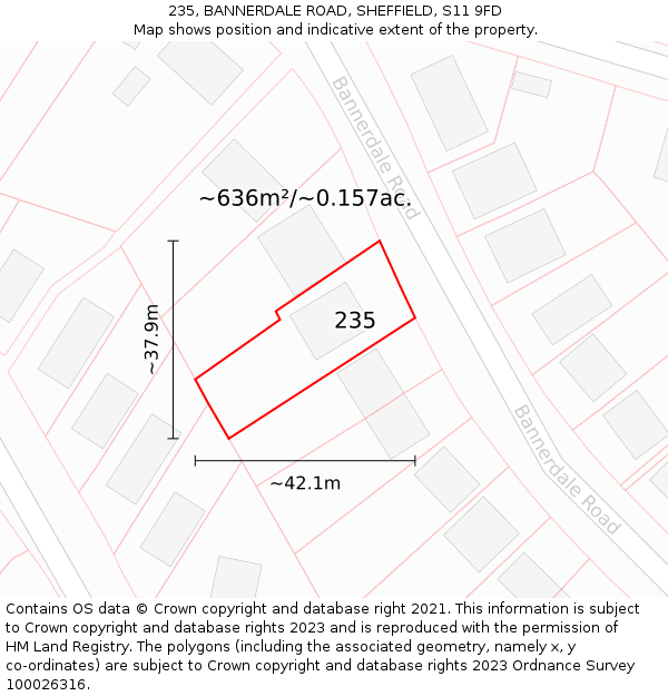 235, BANNERDALE ROAD, SHEFFIELD, S11 9FD: Plot and title map